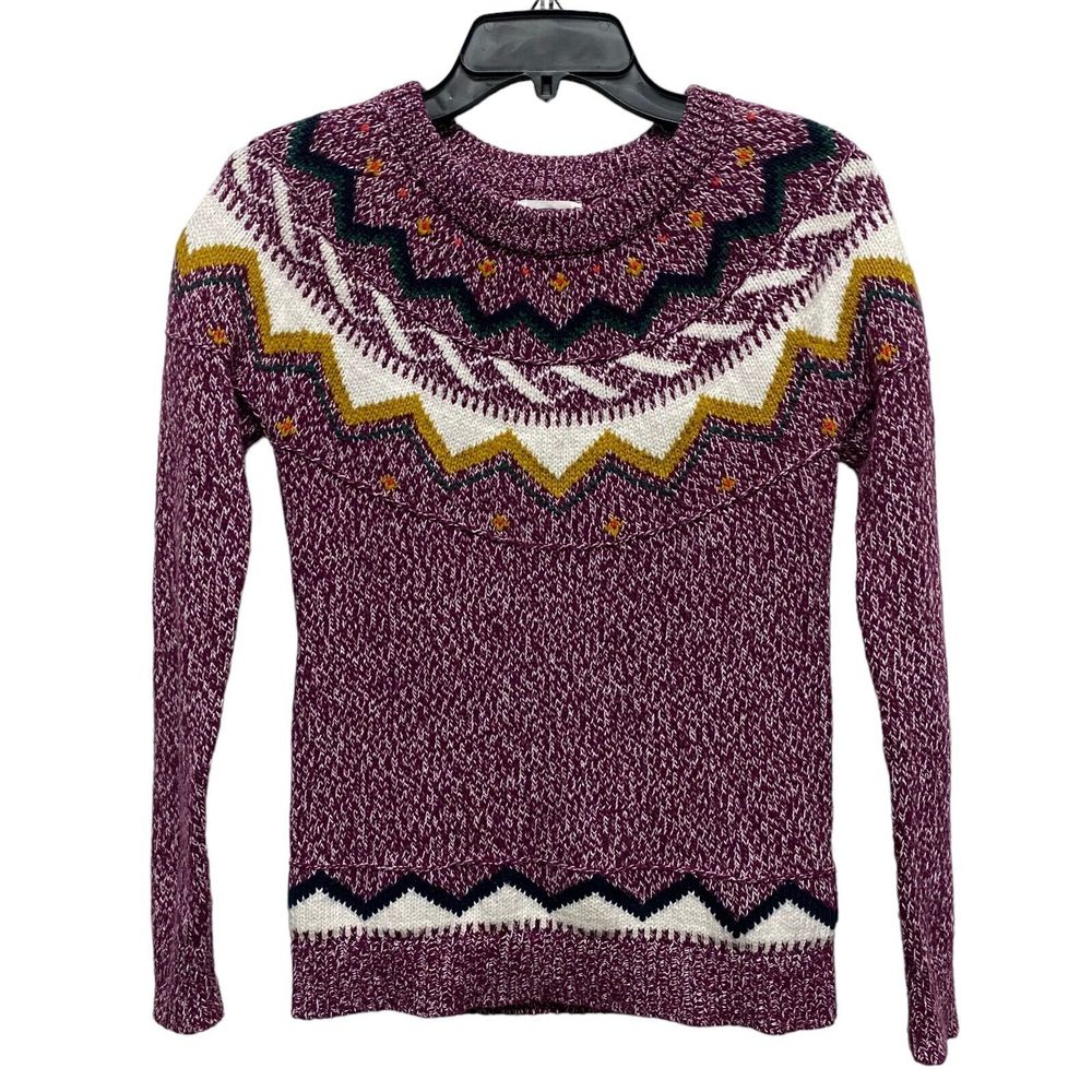 Old Navy Argyle Sweater Womens XS Extra Small Purple Long Sleeve Pullover Ladies